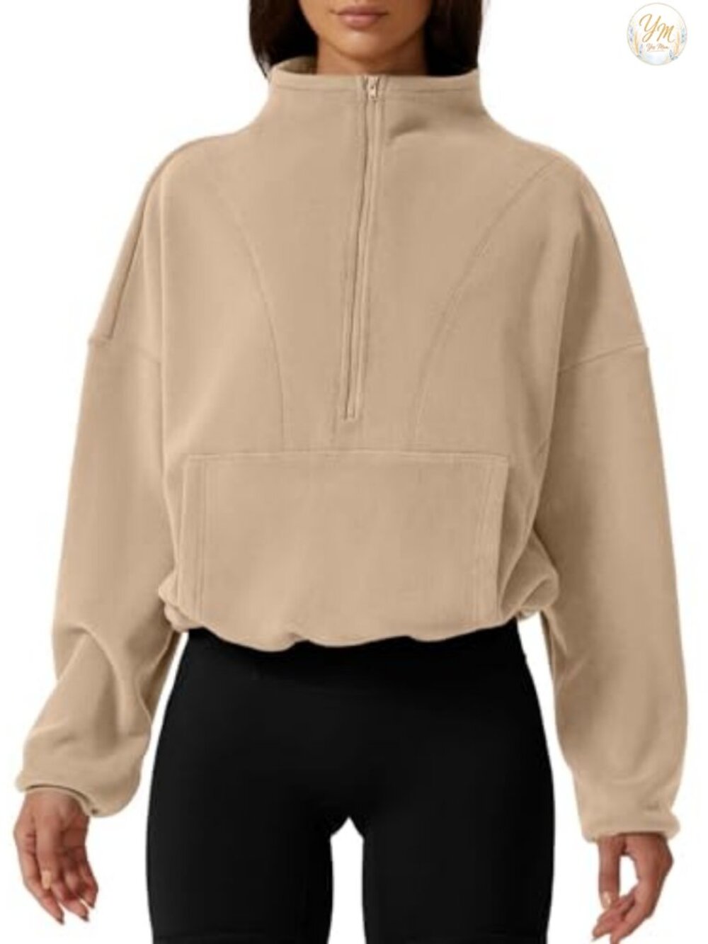 Women Half Zip Fleece Sweatshirt Mock Neck Long Sleeve Winter Cozy Sherpa